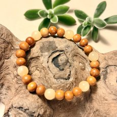 bracelet perles bois calcite jaune